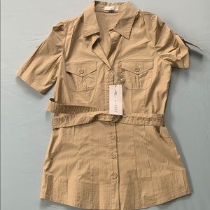 Khaki Buttoned Down Top with Belt